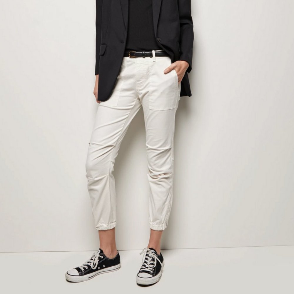 Nili Lotan Eggshell Cropped French Military Pants